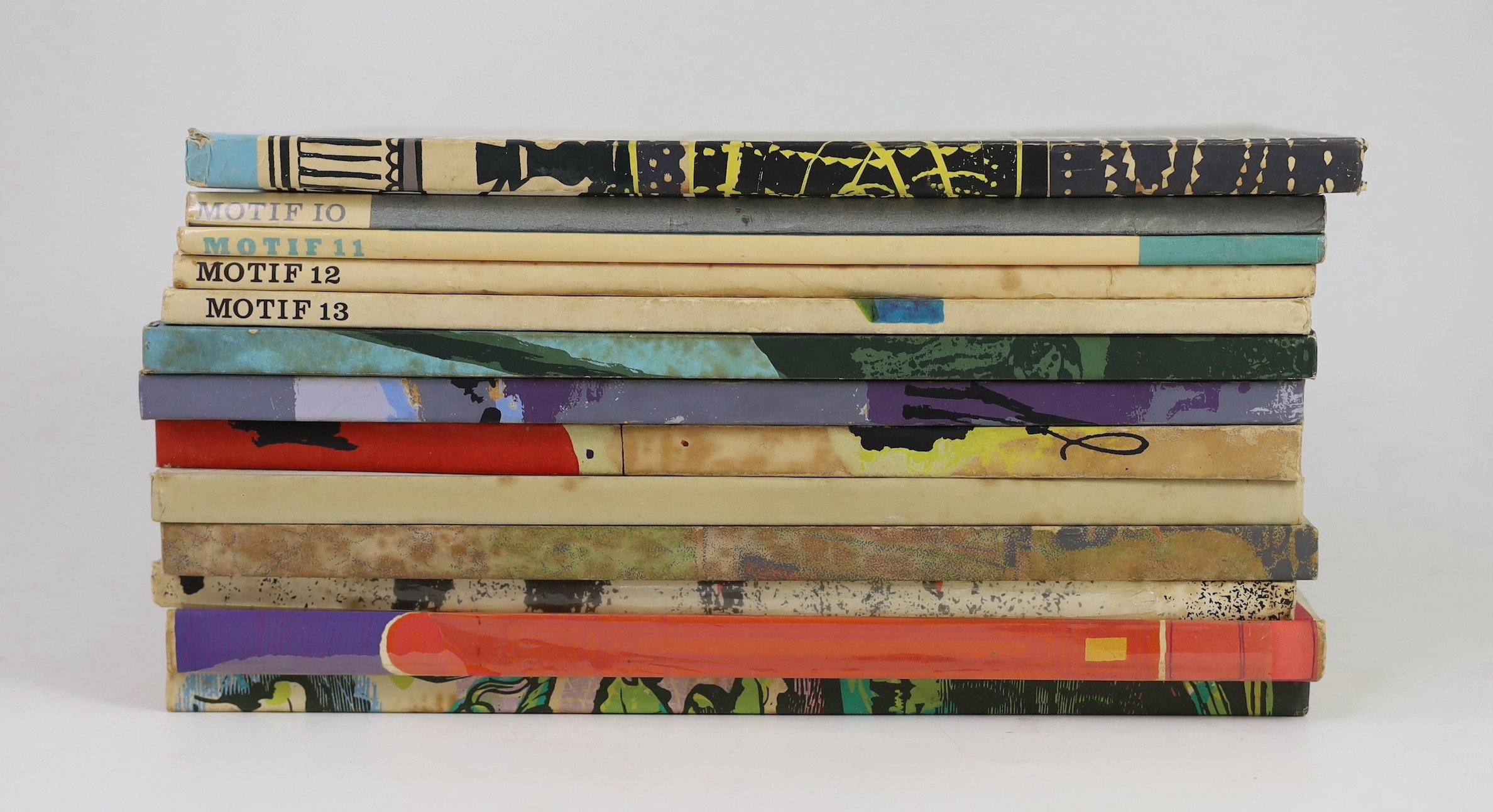 Motif…Motif: A Journal of the Visual Arts, edited by Ruari Mclean, numbers 1-13 (all published) 4to, original boards or wraps, The Shenval Press, London, 1958-64